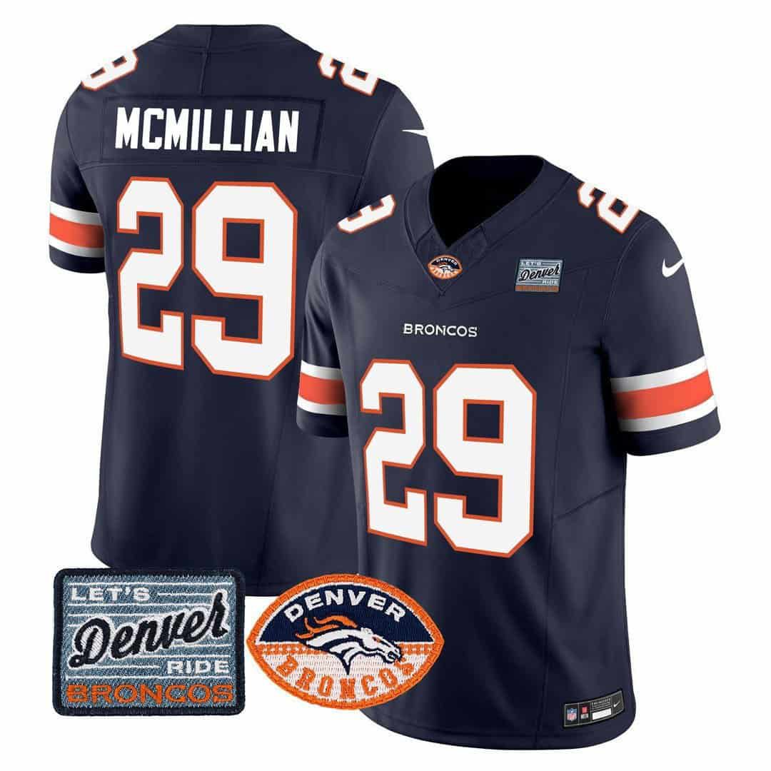 Men Denver Broncos 29 Mcmillian Blue 2024 Nike Logo Patch Limited NFL Jersey